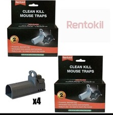 4 x Rentokil Clean Kill Mouse Traps, Kills Humanely, Poison-Free & Re-Useable