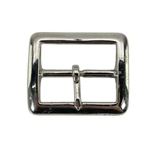 JayPee Belt Buckle Solid Brass Center Bar Single Prong Rectangular Polished