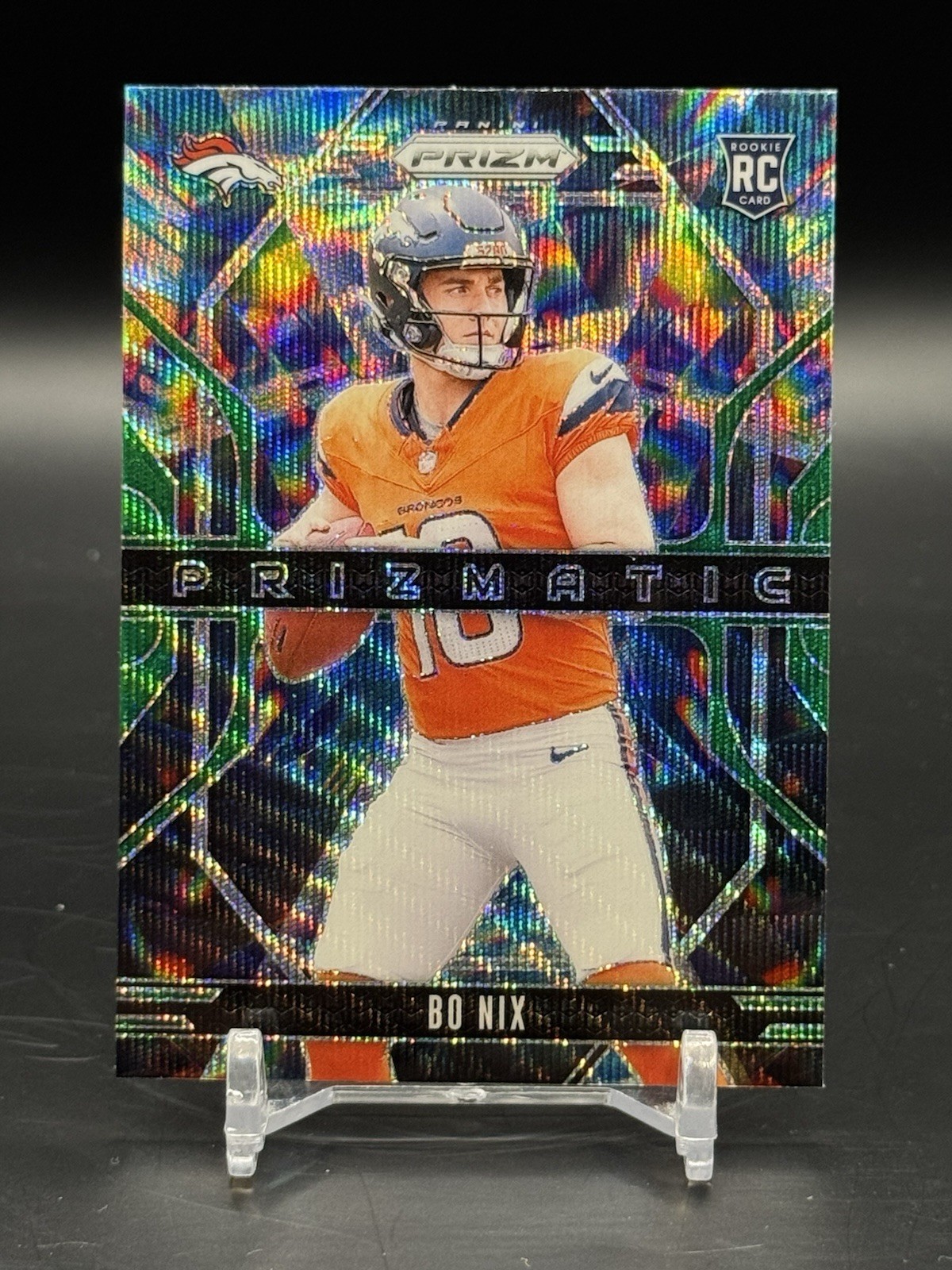 2024 Panini Prizm - Prizmatic Green Wave Prizm #11 Bo Nix (RC)