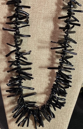 Rare Black Branch Coral Statement Necklace 22” Vintage 64.6 grams