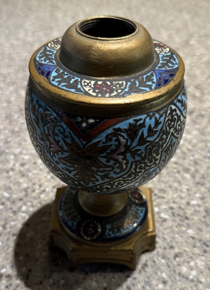 A genuine 19th-century French Champleve enamel brass inkwell urn — a museum-quality conversation piece that doubles as the most extra desk accessory imaginable.