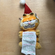 Vintage Garfield 9" Santa Plush - with original list 1981
