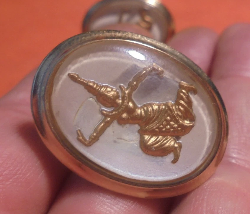 Запонки винтажный клоун золотистый неподписанный HH - Изображение 2 из 4