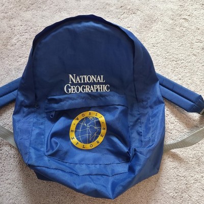 90's Y2K Vintage National Geographic World Explorer Blue Backpack 