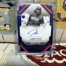 2025 Topps Tier One James Wood On Card RC Auto Blue 75/75 Wash Nationals Bookend