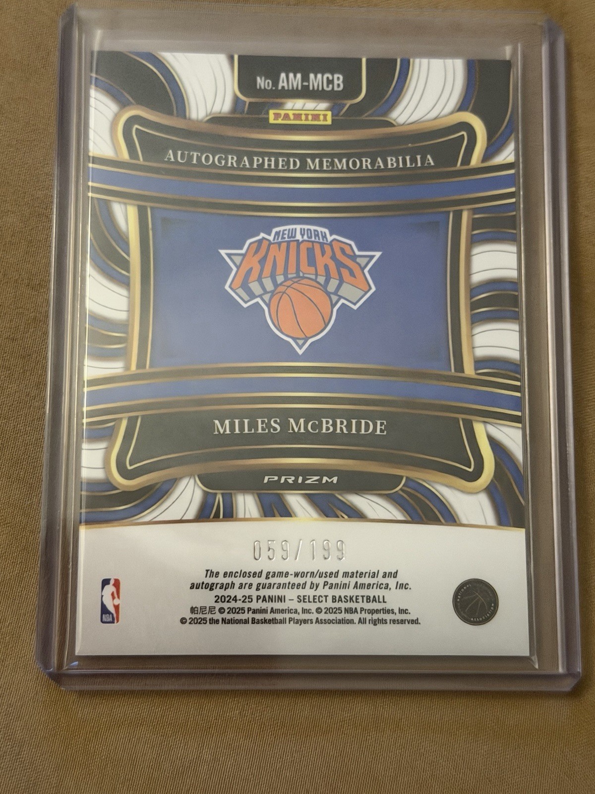 MILES MCBRIDE 2024-25 SELECT PRIZM PATCH AUTO SILVER /199 AM-MCB view 5