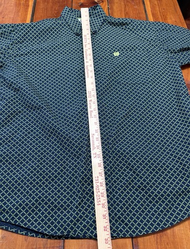 Camisa Cinch Para Hombres Grande Verde Estampado Abotonada Western Rodeo Logo Algodón - Imagen 7 de 14