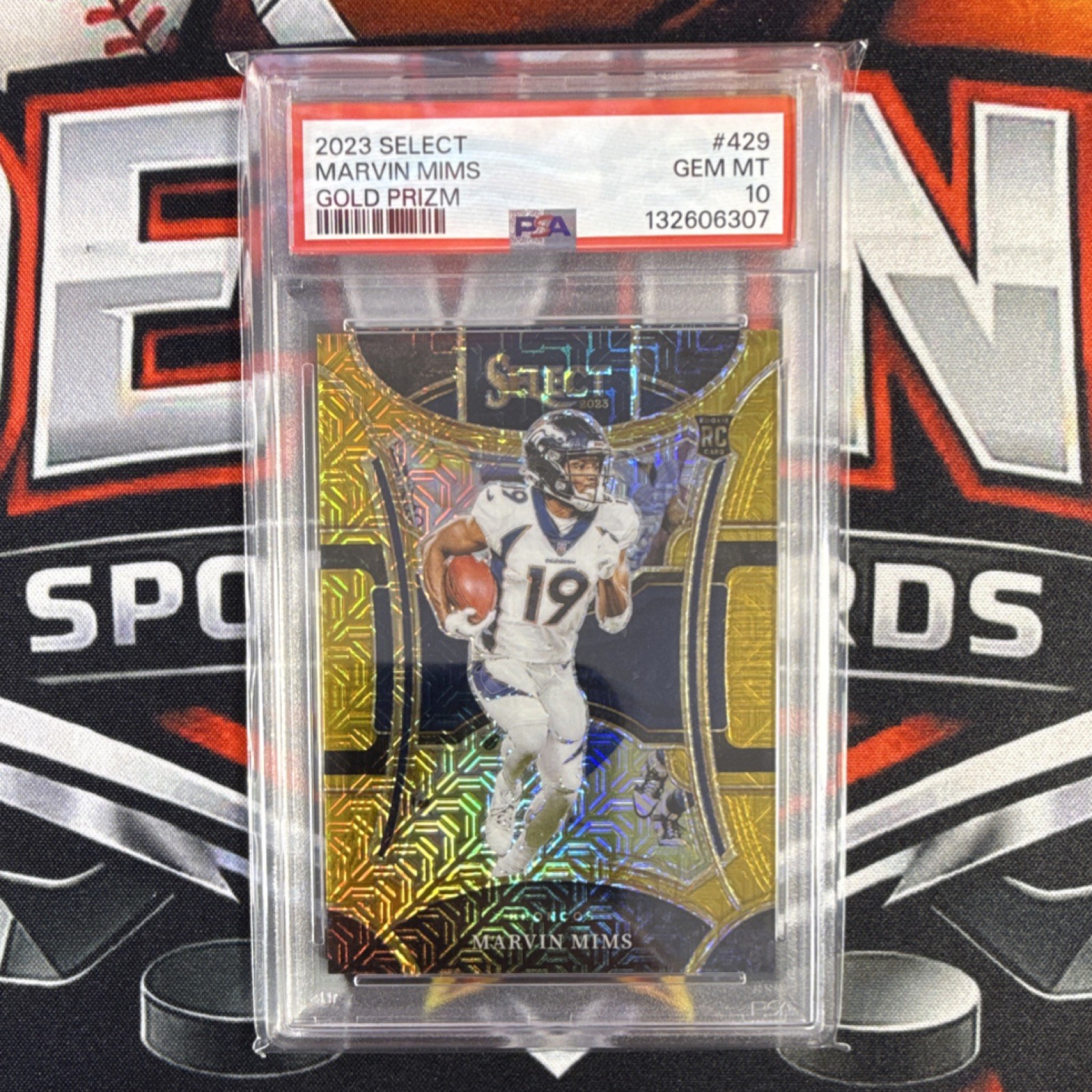 Panini Select Suite Level Marvin Mims #429 Gold Prizm /10 PSA 10 Broncos Rookie