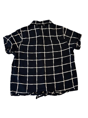 Abercrombie Kids Shirt Girls M 12 Black White Grid Print Tie Front 100% Viscose - Picture 4 of 7