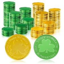 120 Green Gold Shamrock Coins St Patricks Day Party Decorations Supplies