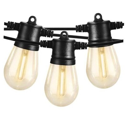  Outdoor String Lights, 144ft(3 Pack 48ft) Patio Lights with 144.0 Feet Black
