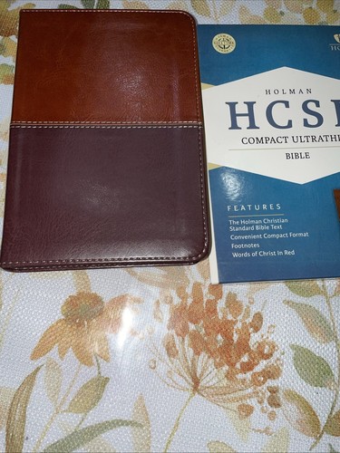 HCSB Compact Ultrathin Bible, Brown/Tan LeatherTouch by Holman Bible New - Picture 4 of 11