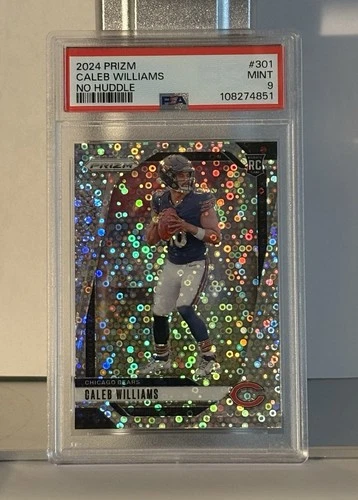 2024 Panini Prizm #301 Caleb Williams No Huddle Prizm Rookie Chicago Bears PSA 9