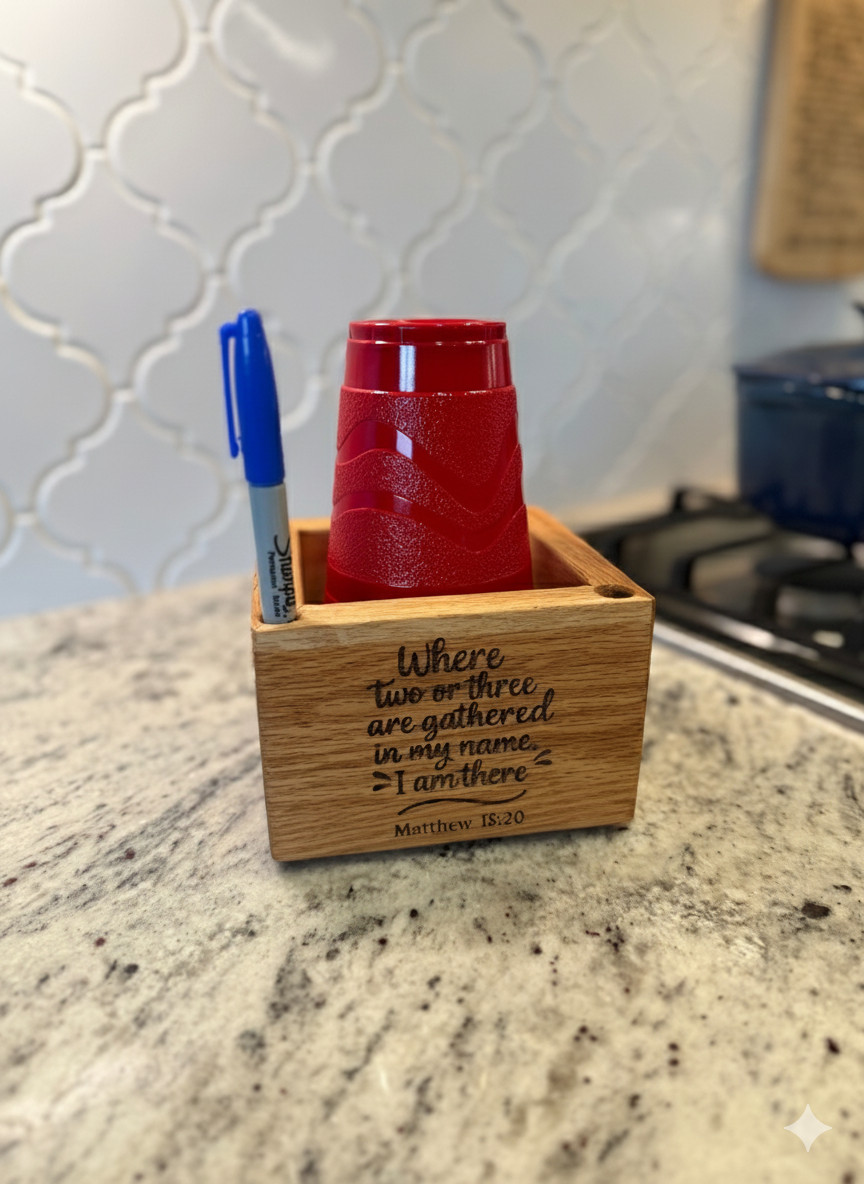 Custom Wooden Solo Cup Holder with Marker Slot