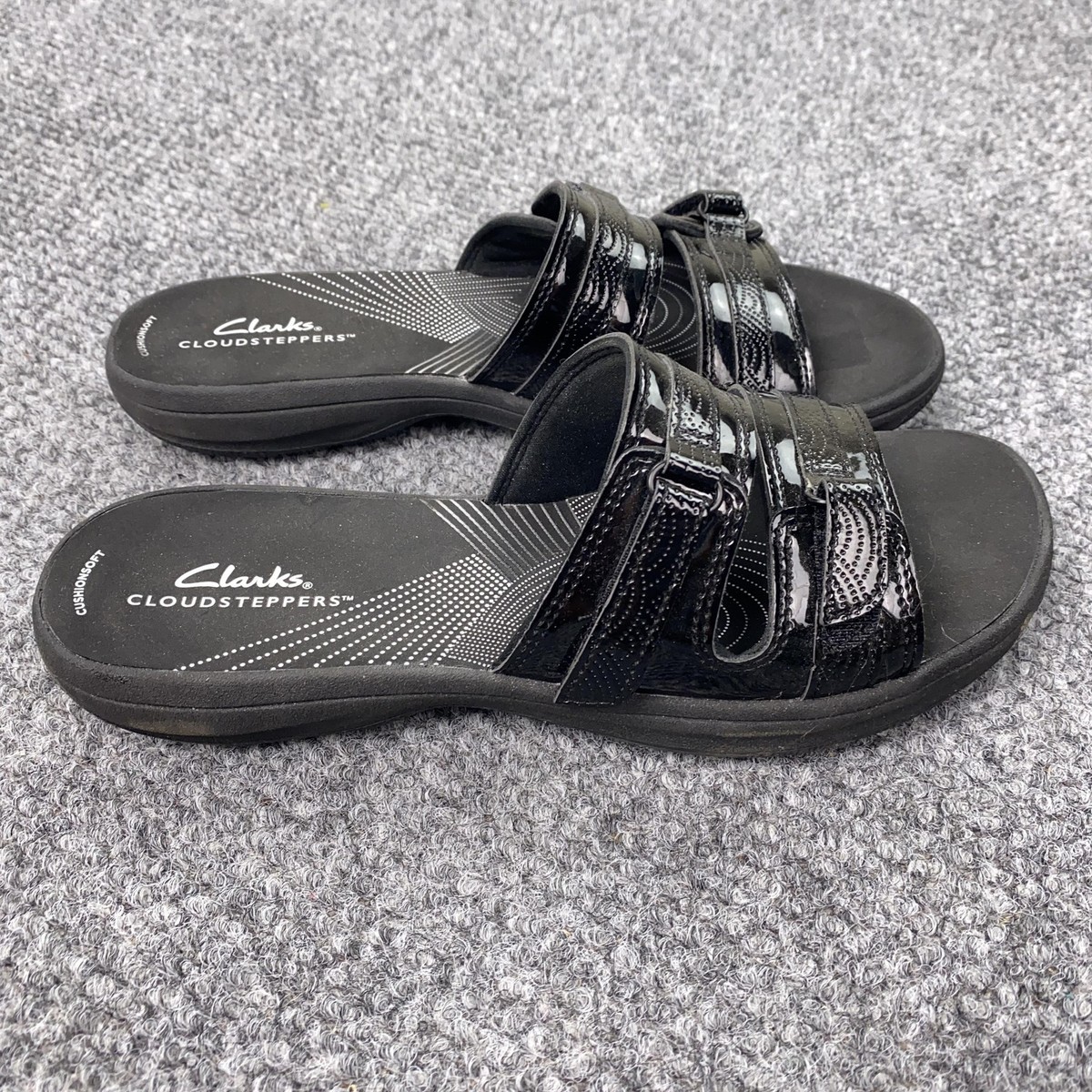 Clarks Cloudsteppers Shoes Womens Size 8 Black Cushion Soft Slide