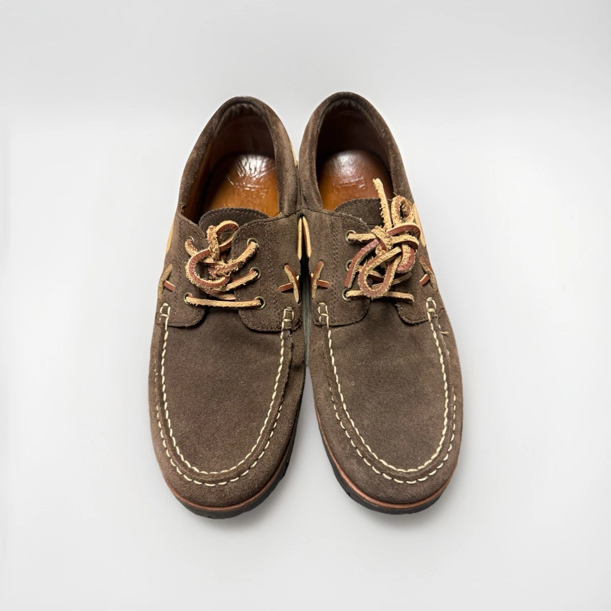 Polo Ralph Lauren Suede Merton Boat Shoe Size 9 Mens WORN ONCE Milkshake Brown Ralph Lauren Boat Shoe Brown Casual Shoes for Men for sale  main image 2