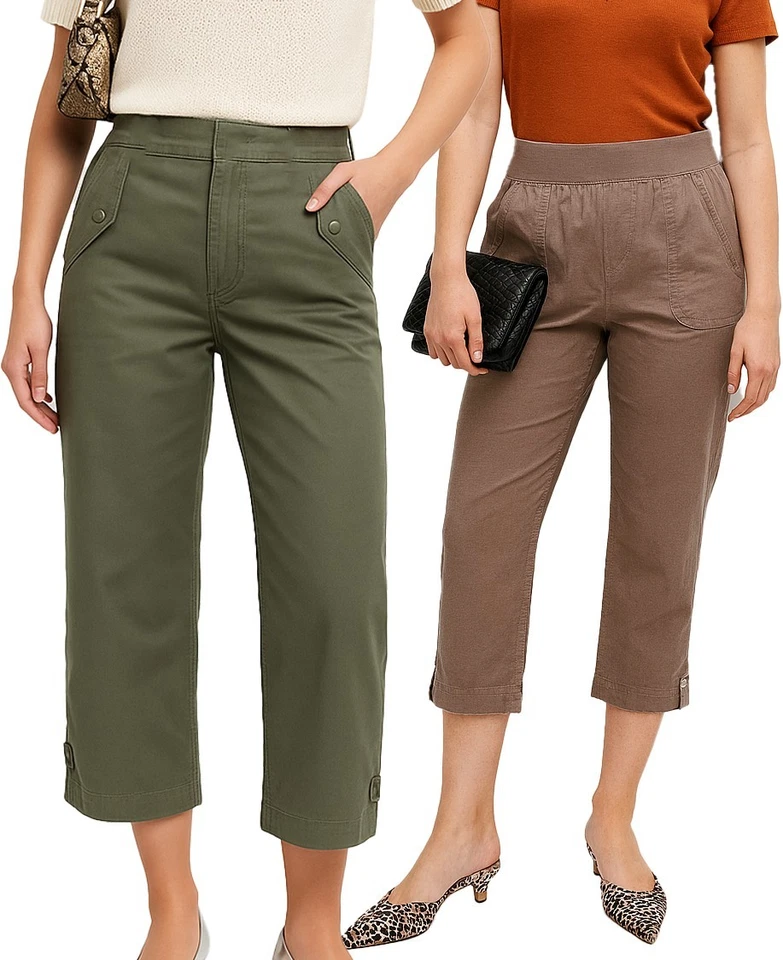 Ex UK Brand Ladies Summer Denim Crop Jeans Chino Womens Shorts 3/4 Cropped Pants