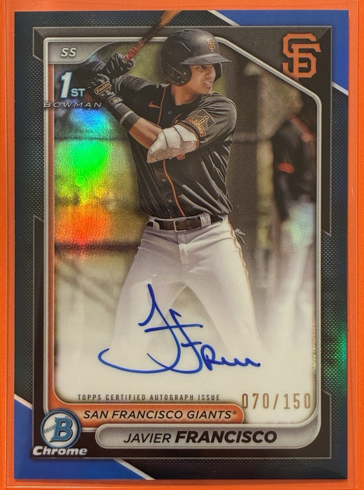 2024 Bowman Chrome Prospects Javier Francisco Auto Blue Refractor /150 #CPA-JFA