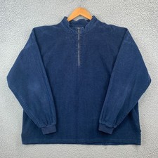 Vintage Waffle Knit 1/4 Zip Blue Mens Size XL Somers USA Made