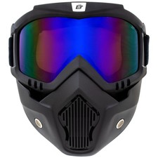 Gafas negras Birdz Skylark para motocicleta + máscara facial lente espejo ReflecTech