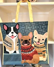 Frenchie French Bulldogs 4 Pk Reusable Shopping Bags Home Goods