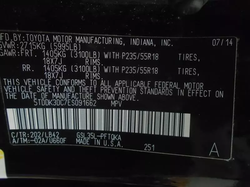 2011-2016 Toyota Sienna Front Driver Left CV Axle Shaft OEM - Image 3 of 4