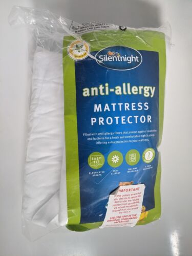 Silentnight Anti Allergy Mattress Protector White DOUBLE Size Washable COVER - Zdjęcie 1 z 4