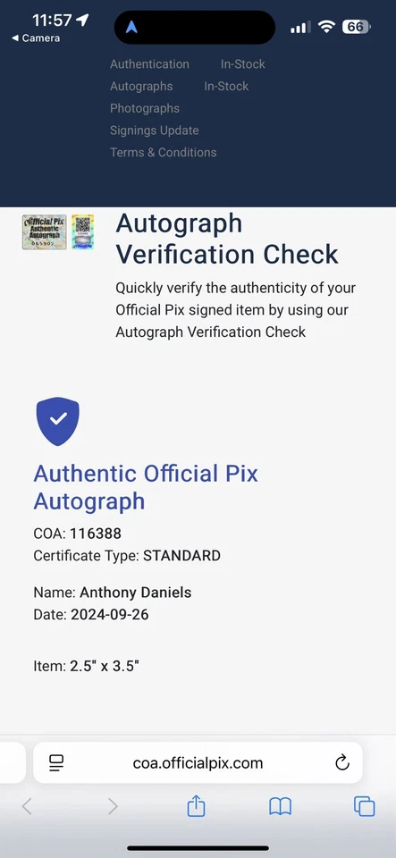 1977 Topps Anthony Daniels Signed #98 See-Threepio C-3PO Official Pix Authentic - Image 4 of 4