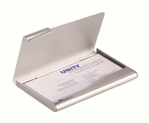 Durable 2415/23 Aluminium Business Card Box/Holder/Case - Silver simply - Picture 1 of 4