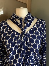 River Island Blue Long Sleeve Playsuit Size 12 Cut Out Elasticated Waist