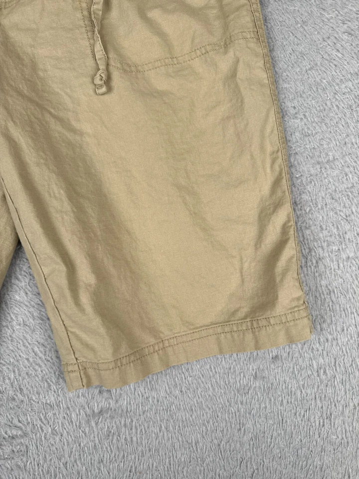 Pantalones Cortos Columbia Mujer 8 Beige Lino Mezcla Algodón Cordón Caminata Campamento 29x11 Foto 2 de 4