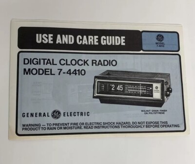 General Electric Manual For Use and Care Guide Digital Clock Radio