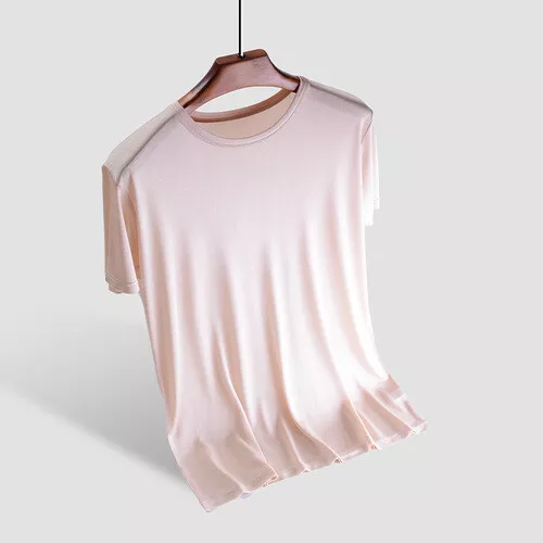 Seide T-Shirt Strick Rundhalsausschnitt kurzärmelig Sommer Freizeit Tops weich* - Bild 16 von 24