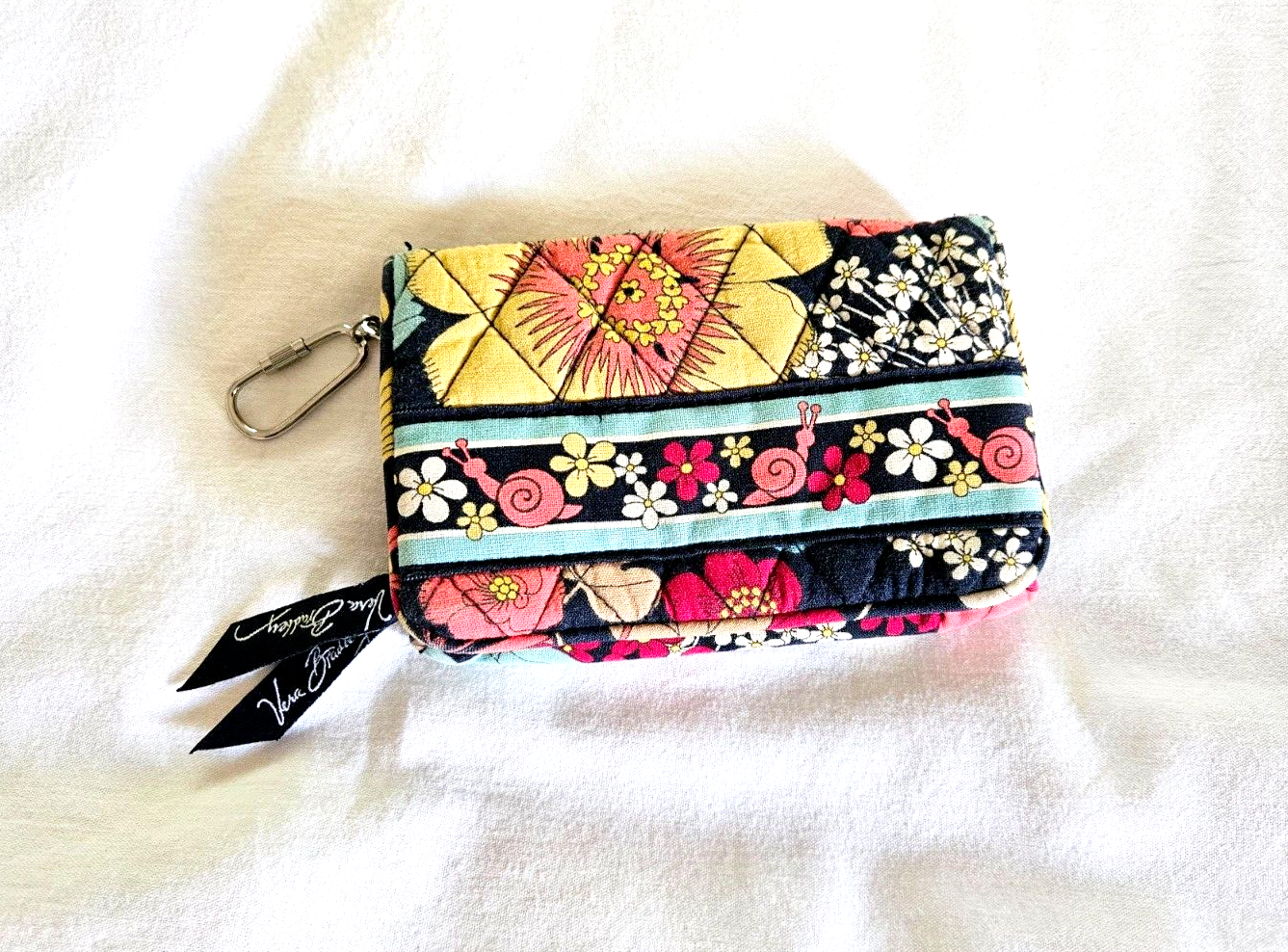 Vera Bradley Retired Happy Snails Floral Multicolor Wallet with Key Ring