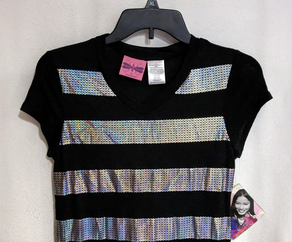 Mad Style by True Jackson Girls' Black/Silver Sequin Tee Dress - Size XL  (14-16) | eBay