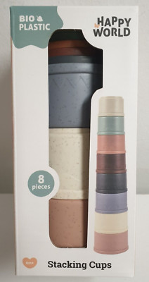HAPPY WORLD Stapelbecher - Spiel aus Bio-Kunststoff 8-teilig NEU
