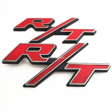 2x Oem For Rt Emblem Side Fender Rt Badge Silver Aluminum Red Metal With Glue