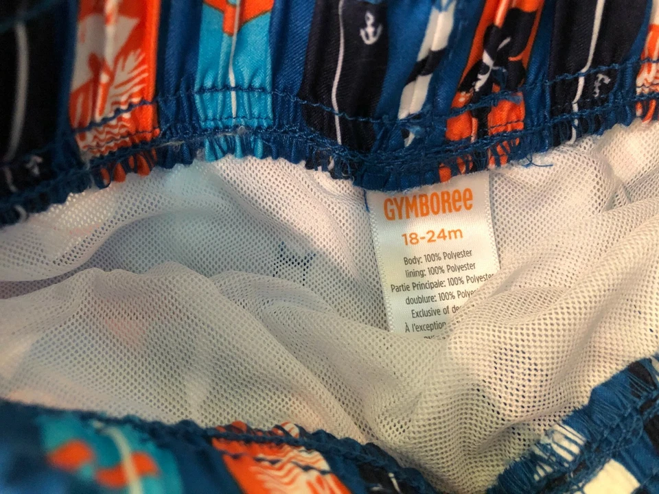 NEW Gymboree Boys 18-24 Months Turquoise & Orange Swim Suit Shorts Bathing Suit  - Image 3 of 4