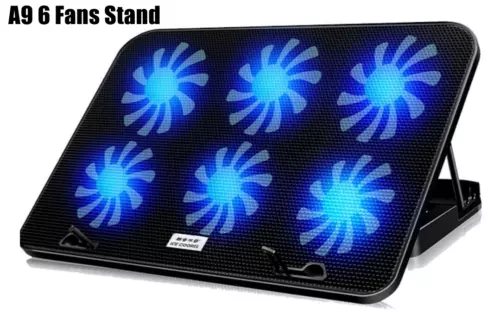 A9 Laptop Cooler Cooling Pad 6 Powerful Fan Table Stand for 12"-17" Laptop LED - Picture 2 of 13