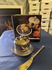 Studio Nova Covered Butter Dish Silverado Silver Plate & Glass NIB F 5 & F 2