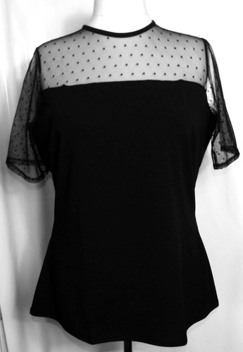 NEW PINK CLOVE 🌺 BLACK STRETCH POLKA DOT NET TOP 🌺 SIZES 16 OR 24 # TUB* - Picture 2 of 4