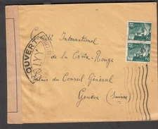 France 1945 WWII Lyon LYY censor cover Marguillies Nord to Red Cross Geneva