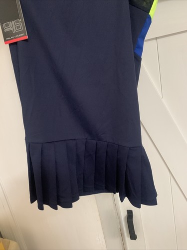 New $75 US Open Tennis Polo Ralph Lauren Navy Blue Dress Bra Neon Sport Girls M - Picture 8 of 9