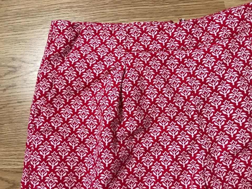 Pantalones Cortos Madewell Mujer 2 Rojo Blanco Floral Bolsillos Cremallera Trasera Algodón Lino Foto 2 de 4