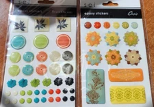 S.E.I  SEI 2 Pkg EPOXY STICKERS -BLACK ORCHID/OASIS - Green blue orange gold red