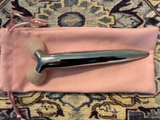 Rose quartz facial roller and lymphatic drainage massager