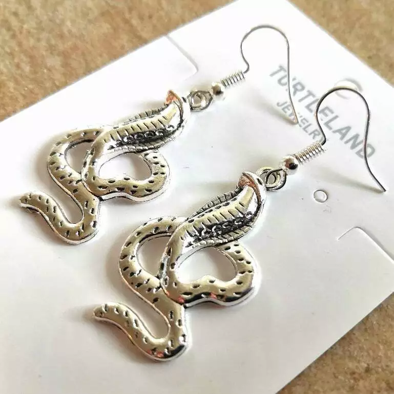 925 Sterling Silver Fashion Jewelry Charms Cobra Snake Drop Dangle