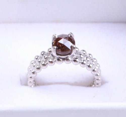 1.80cts Red Round Rose Cut Diamond Solitaire Ring, Sterling Silver Wedding Ring - Picture 4 of 12
