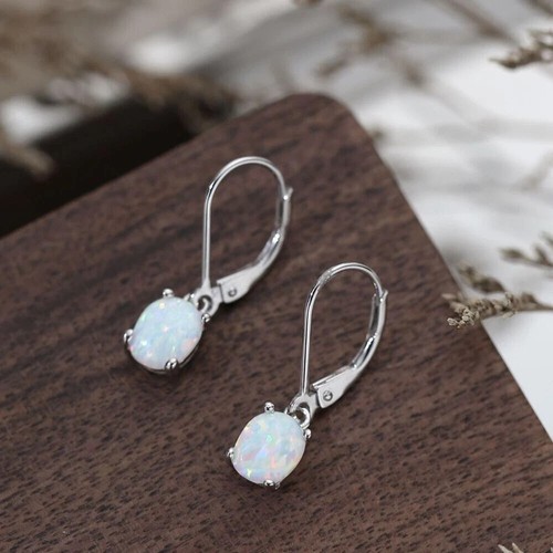 Handmade Fire Opal Dangle Earrings for Women Healing Chakra Gemstone Earrings - Picture 2 of 5