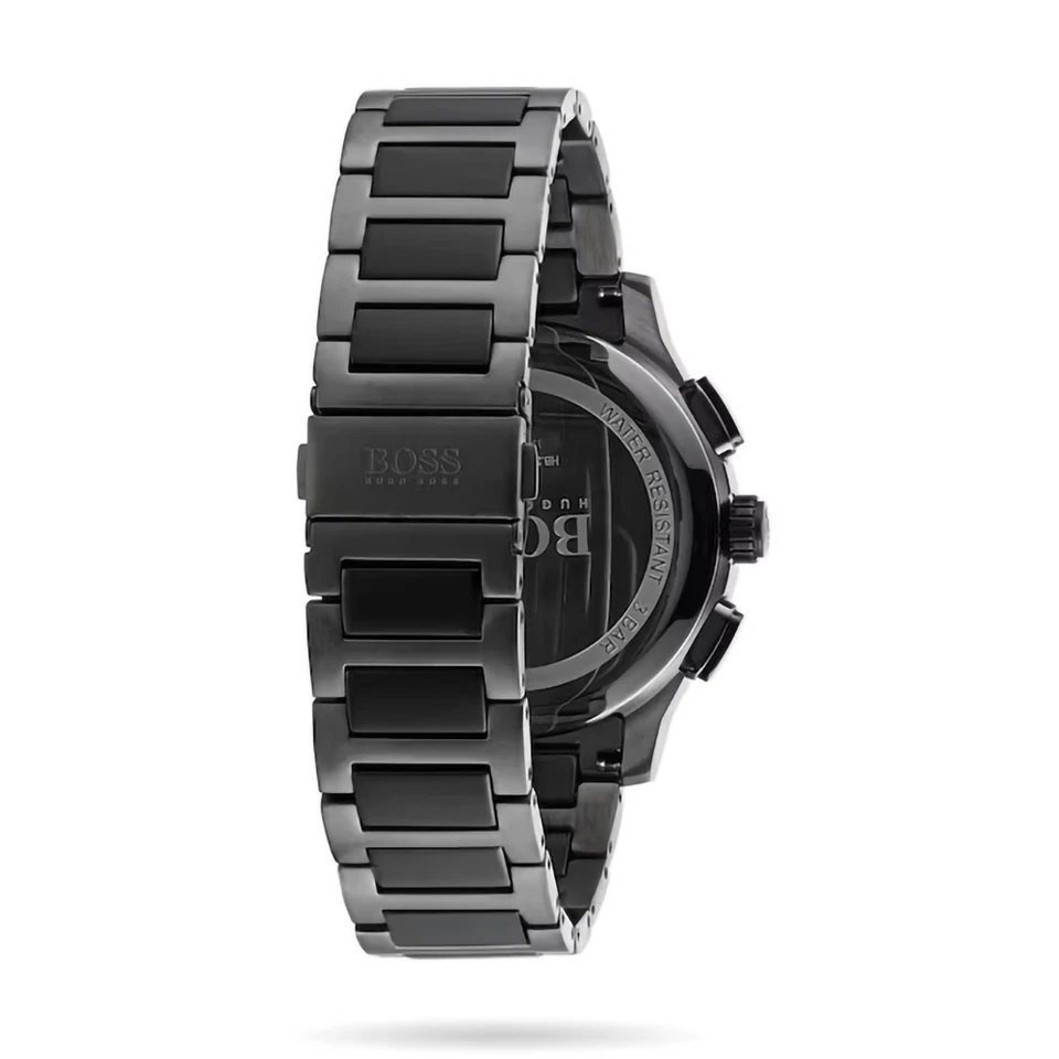 NEW HUGO BOSS 1513814 MEN'S STAINLESS STEEL BLACK STRAP & BLACK DIAL 43MM - Image 3 of 4